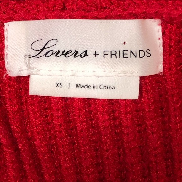 Lovers + Friends Sz XS Sweaters Lovers and Friends Red Ribbed Cardigan Oversized - Picture 14 of 15